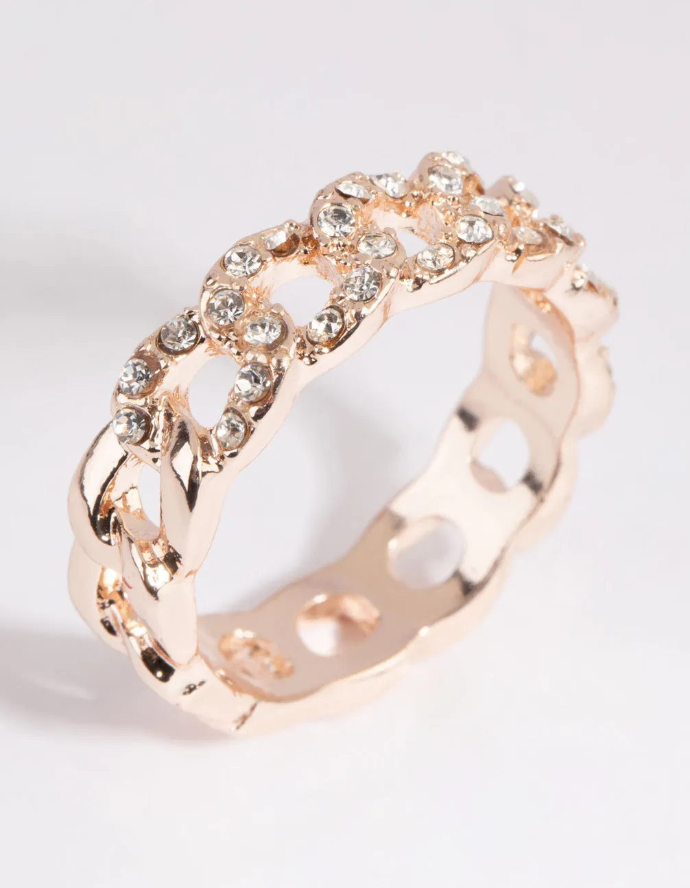 Rose Gold Diamante Link Ring