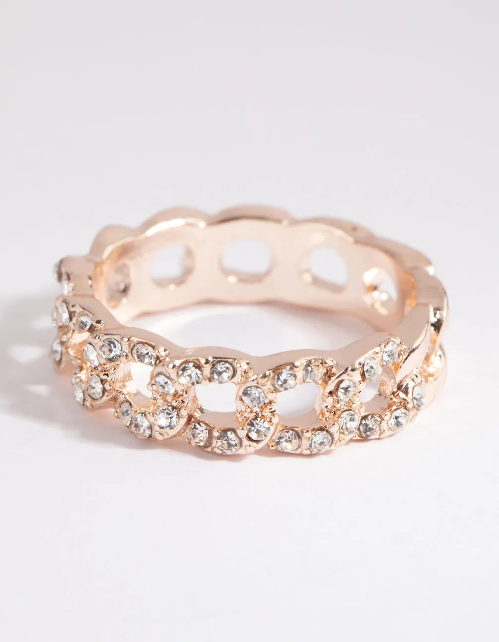 Rose Gold Diamante Link Ring