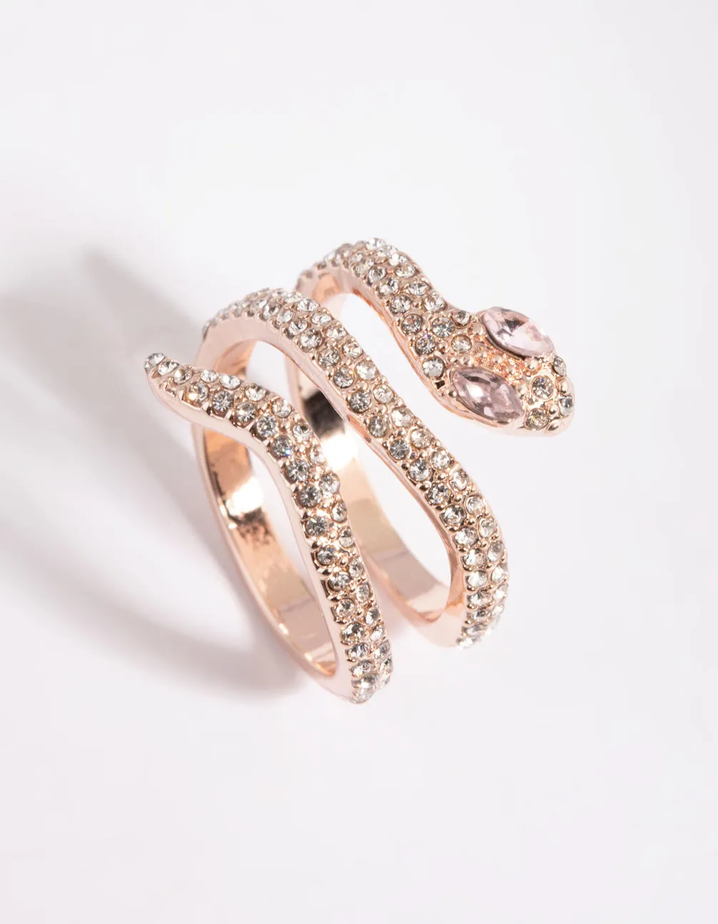 Rose Gold Diamante Snake Ring