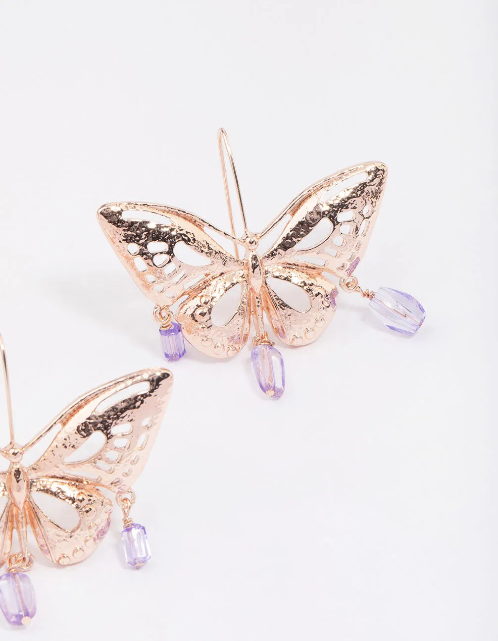 Rose Gold Oversized Butterfly Drop Earrings