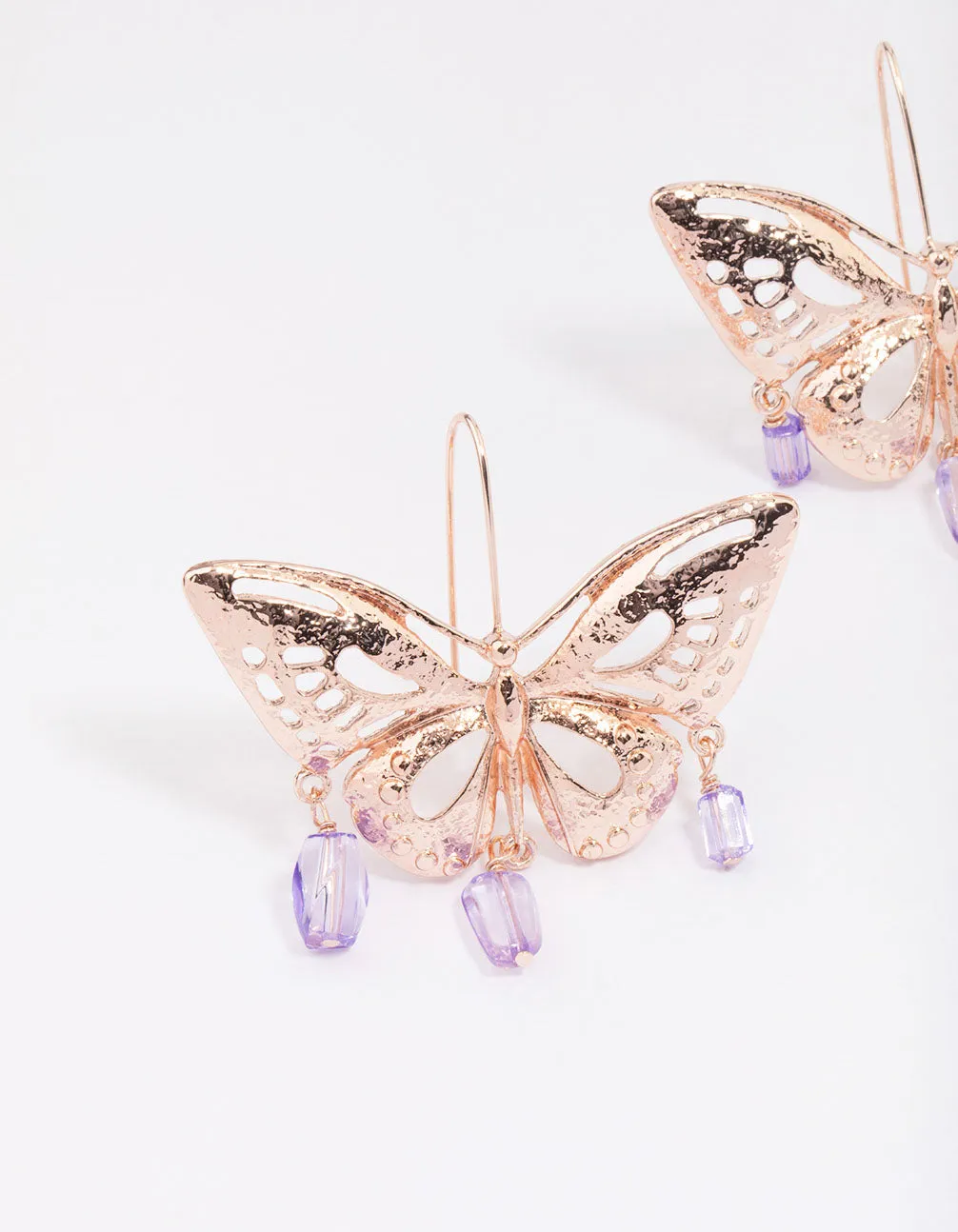 Rose Gold Oversized Butterfly Drop Earrings