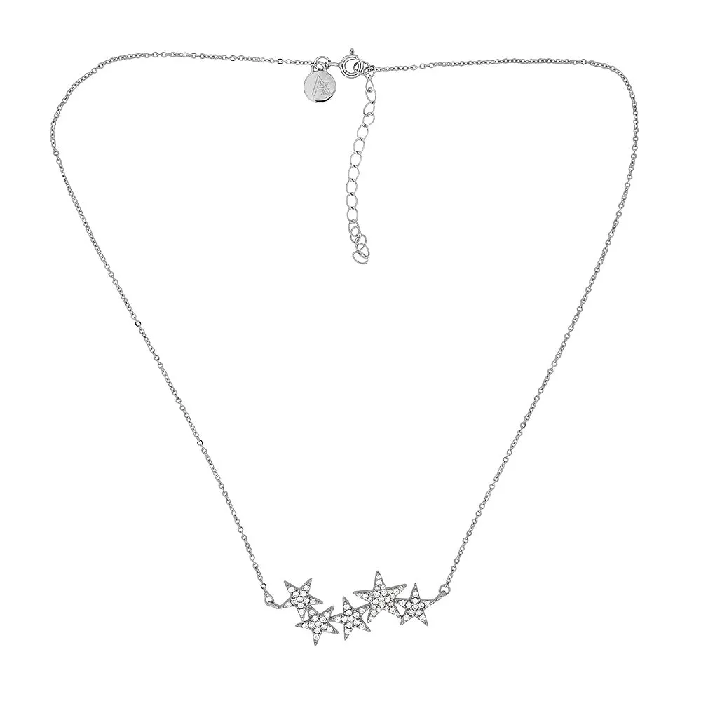 Silver & Pavé Star Cluster Necklace