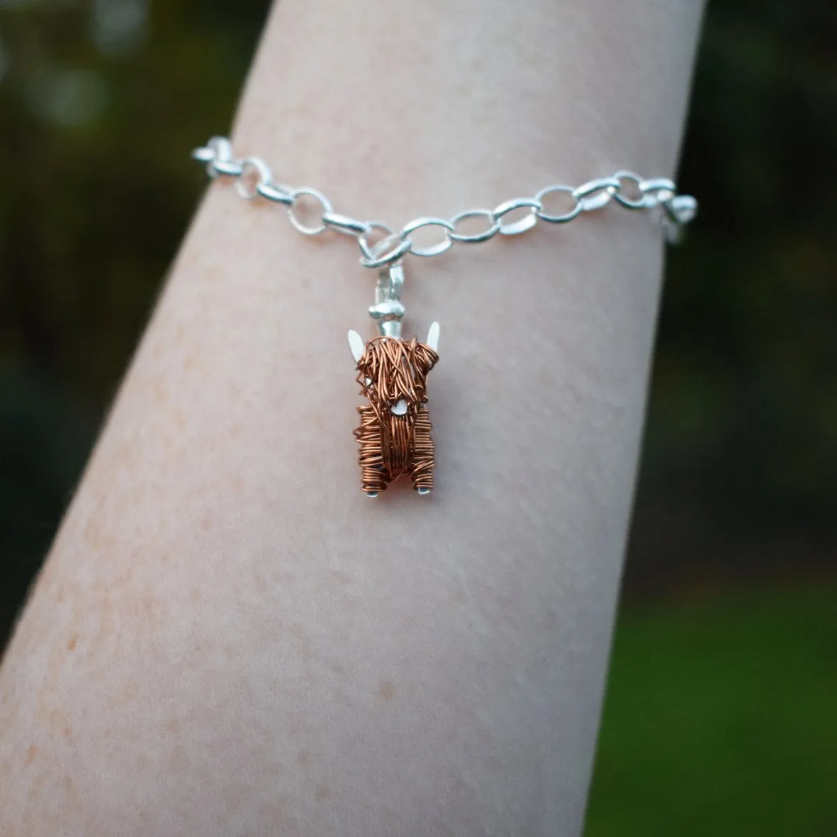 Silver and copper Highland Cow charm