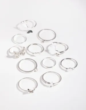 Silver Butterfly Wrap Rings