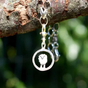 Silver circle sheep charm