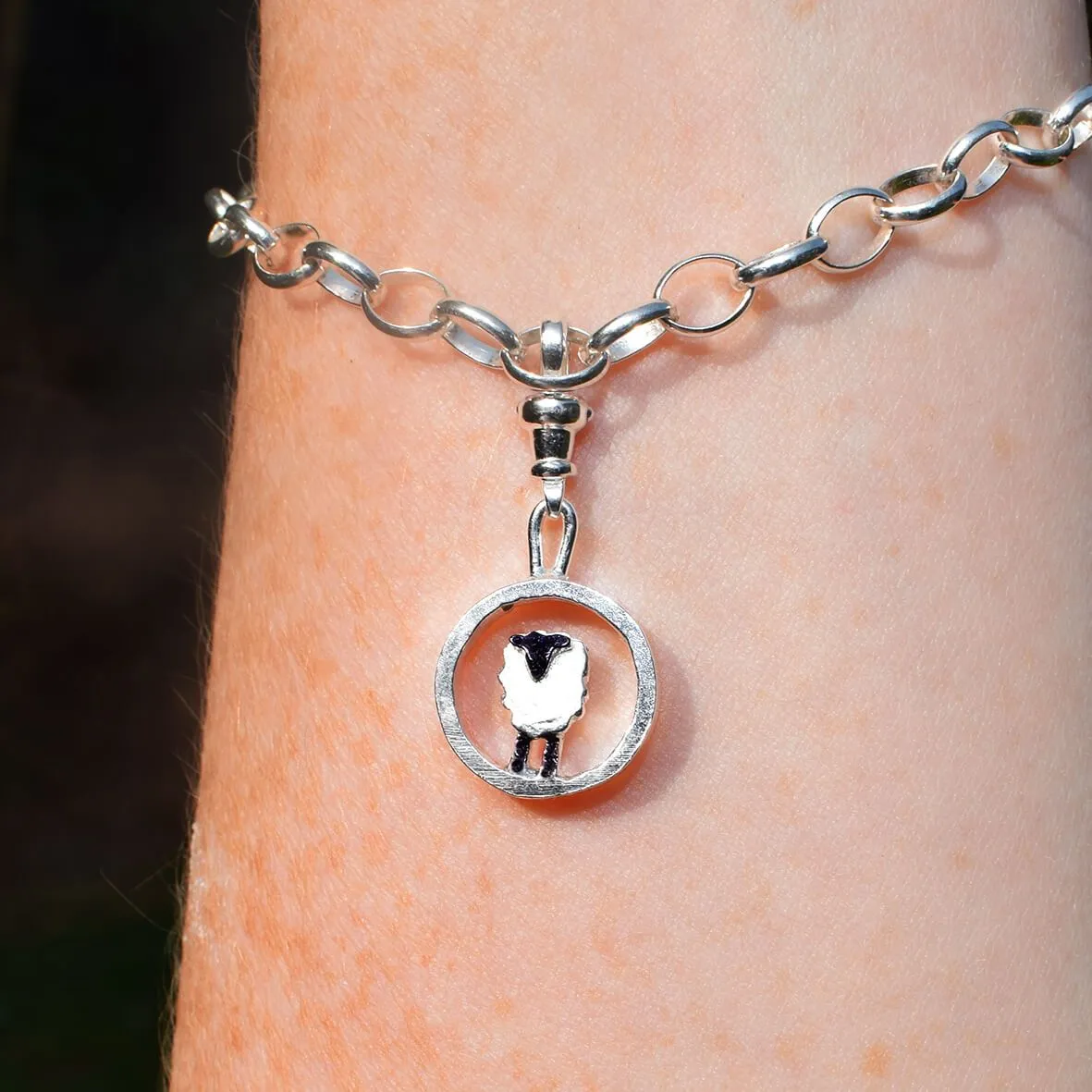 Silver circle Suffolk sheep charm