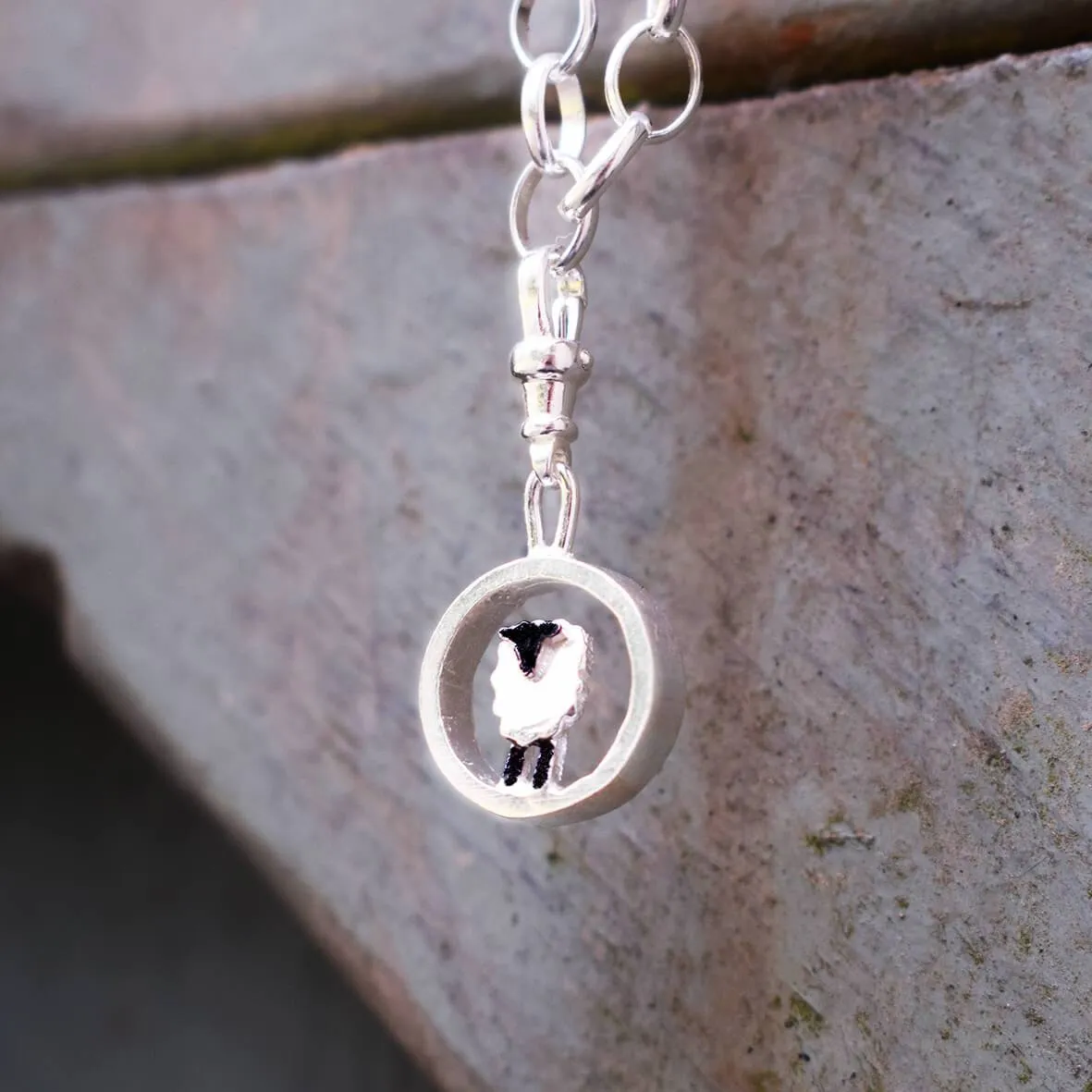 Silver circle Suffolk sheep charm