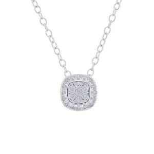 Silver Cushion Halo Diamond Slide Necklace