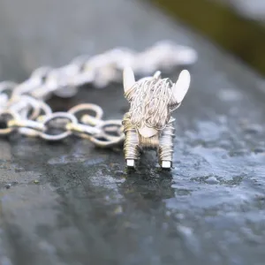 Silver Highland Cow charm