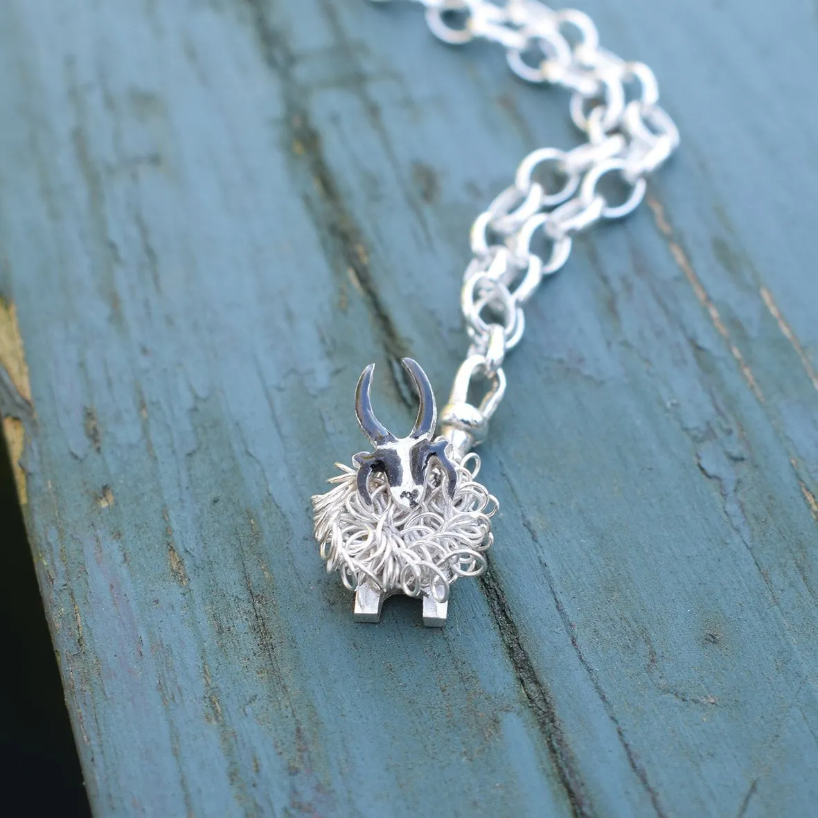 Silver Jacob sheep charm