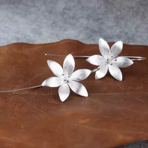 Silver Lotus Earrings, Orchid Earrings, Flower Earrings, Dangle Earrings, Sterling Silver, Gifts for her, Elegant