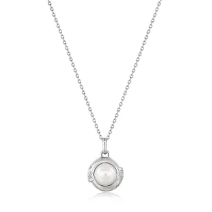 Silver Pearl Sphere Pendant Necklace