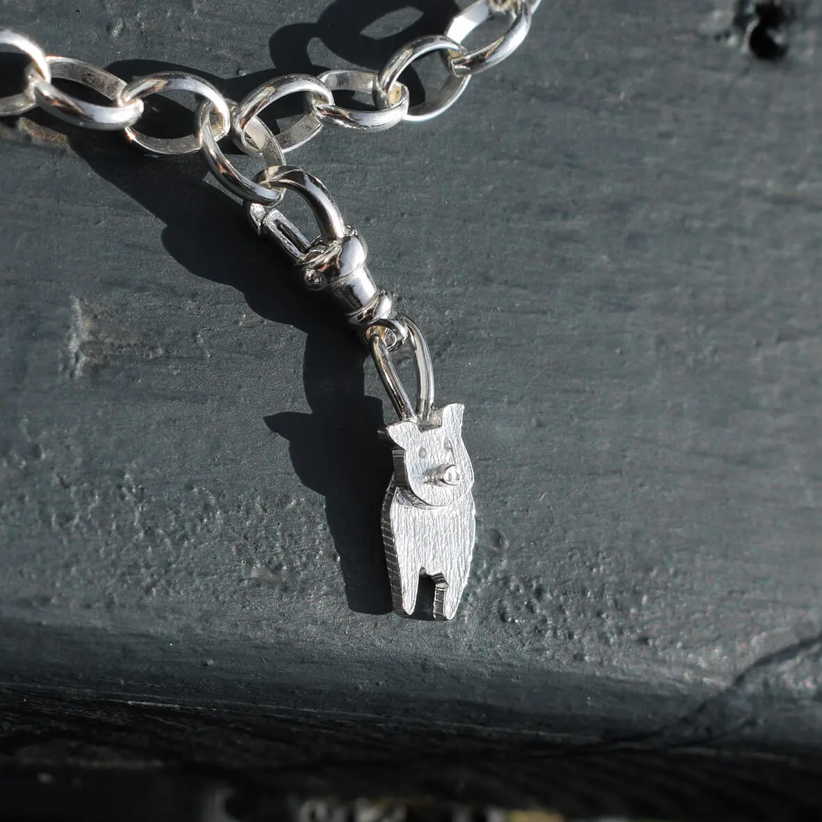 Silver Pig Charm