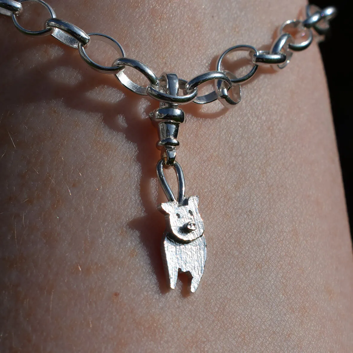 Silver Pig Charm