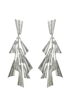 Silver Plated Brass Fringe Clip Earrings