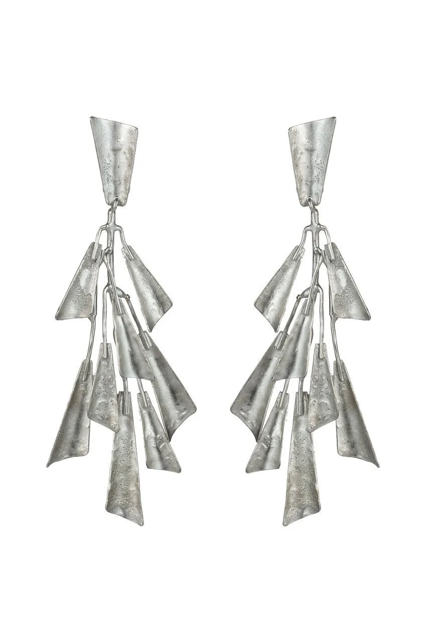 Silver Plated Brass Fringe Clip Earrings