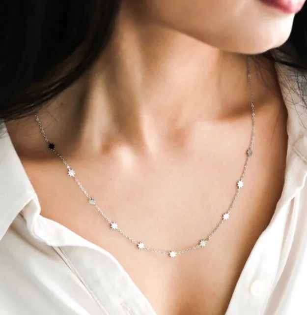 Silver Plated Delicate Long Starry Necklace