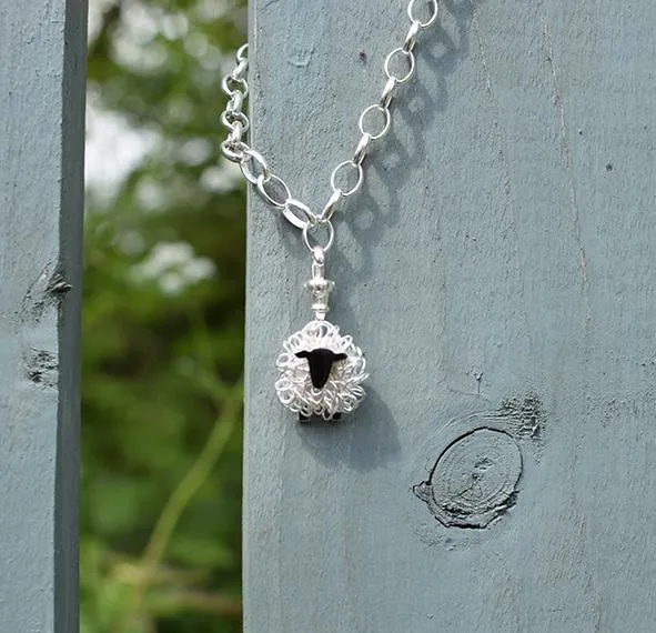 Silver Suffolk sheep charm