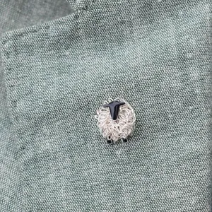 Silver Suffolk sheep lapel pin