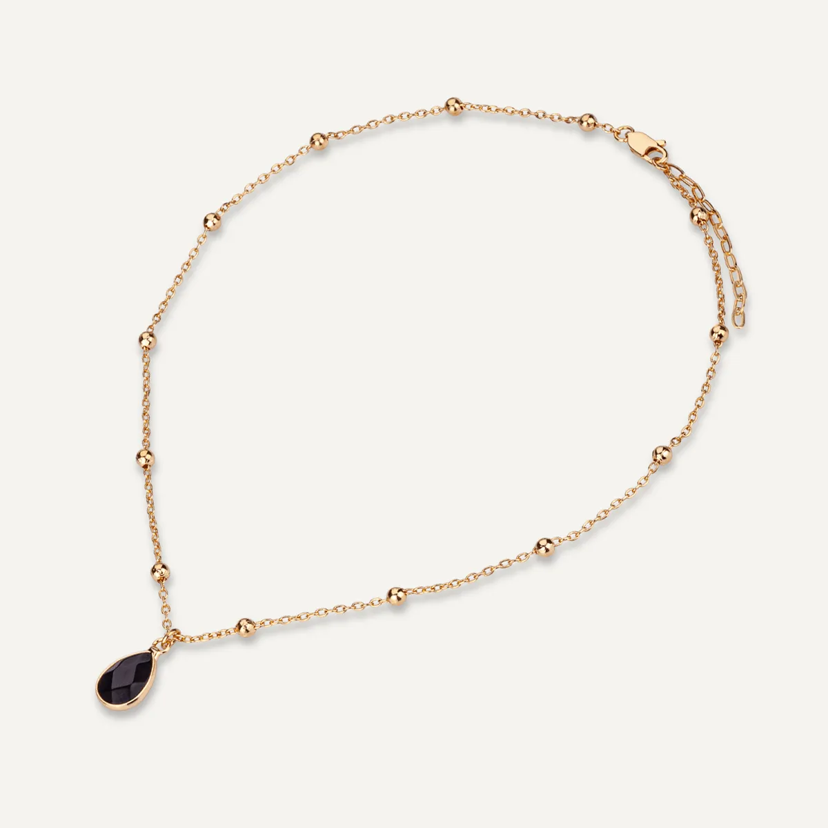 Sparkling Crystal & Black Spinel Clasp Necklace In Gold-Tone