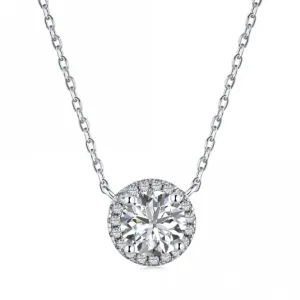 Sterling Silver Rhodium Plated Sparkling Zirconia Necklace ERLN024