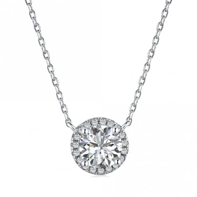 Sterling Silver Rhodium Plated Sparkling Zirconia Necklace ERLN024