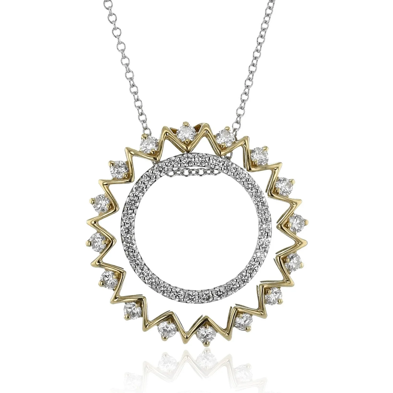 Sun Medallion Pendant Necklace in 18k Gold with Diamonds