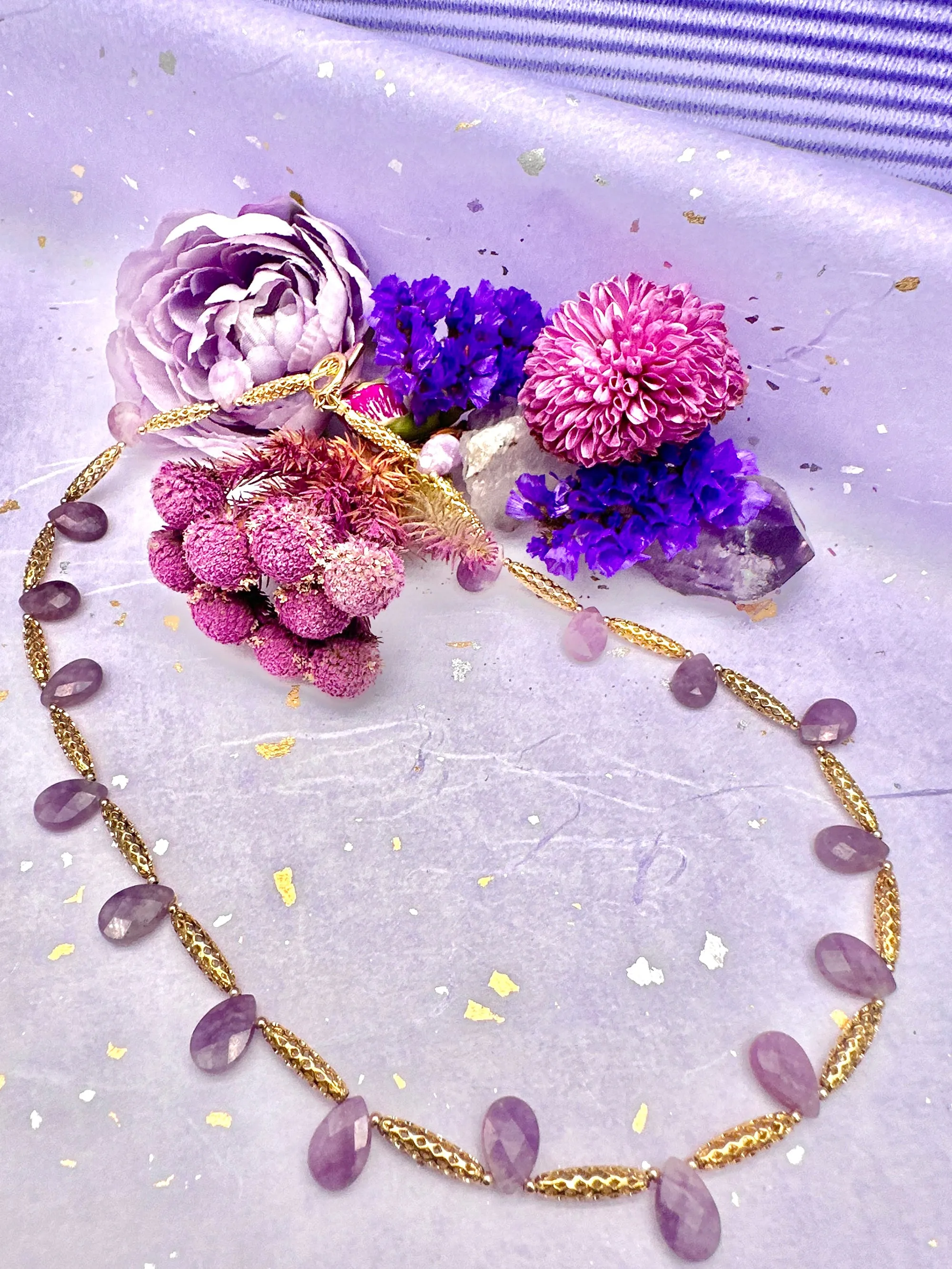 Teardrop Amethyst Collar Necklace LN021