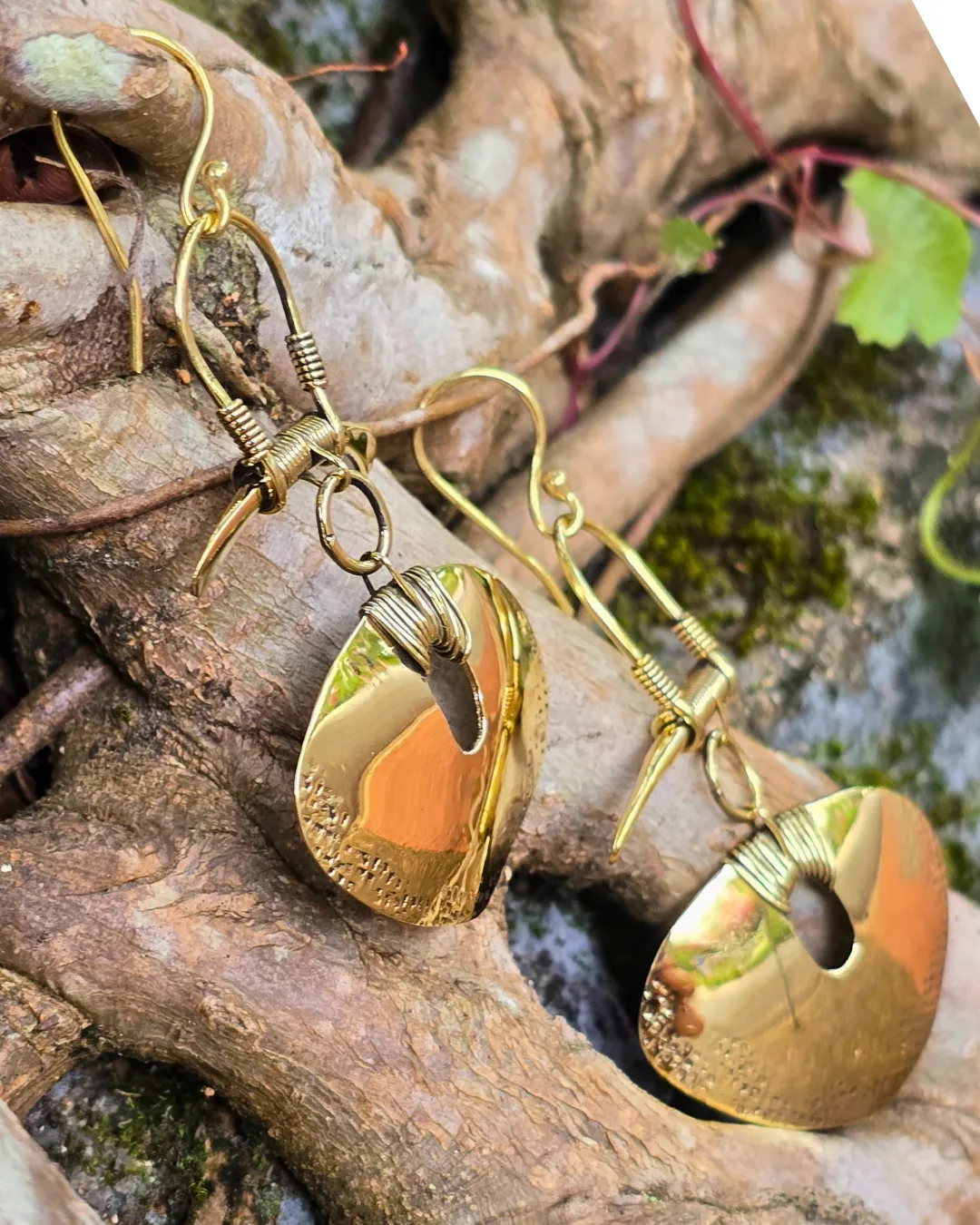 Tribal Shield Brass Earrings