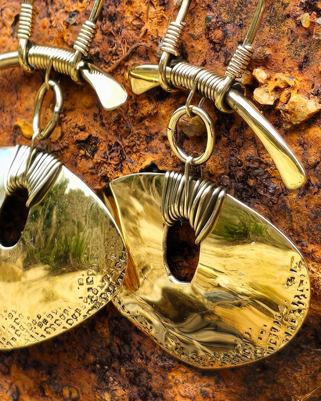 Tribal Shield Brass Earrings