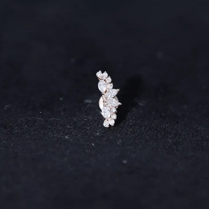 Unique Diamond Crawler Earring for Cartilage Piercing