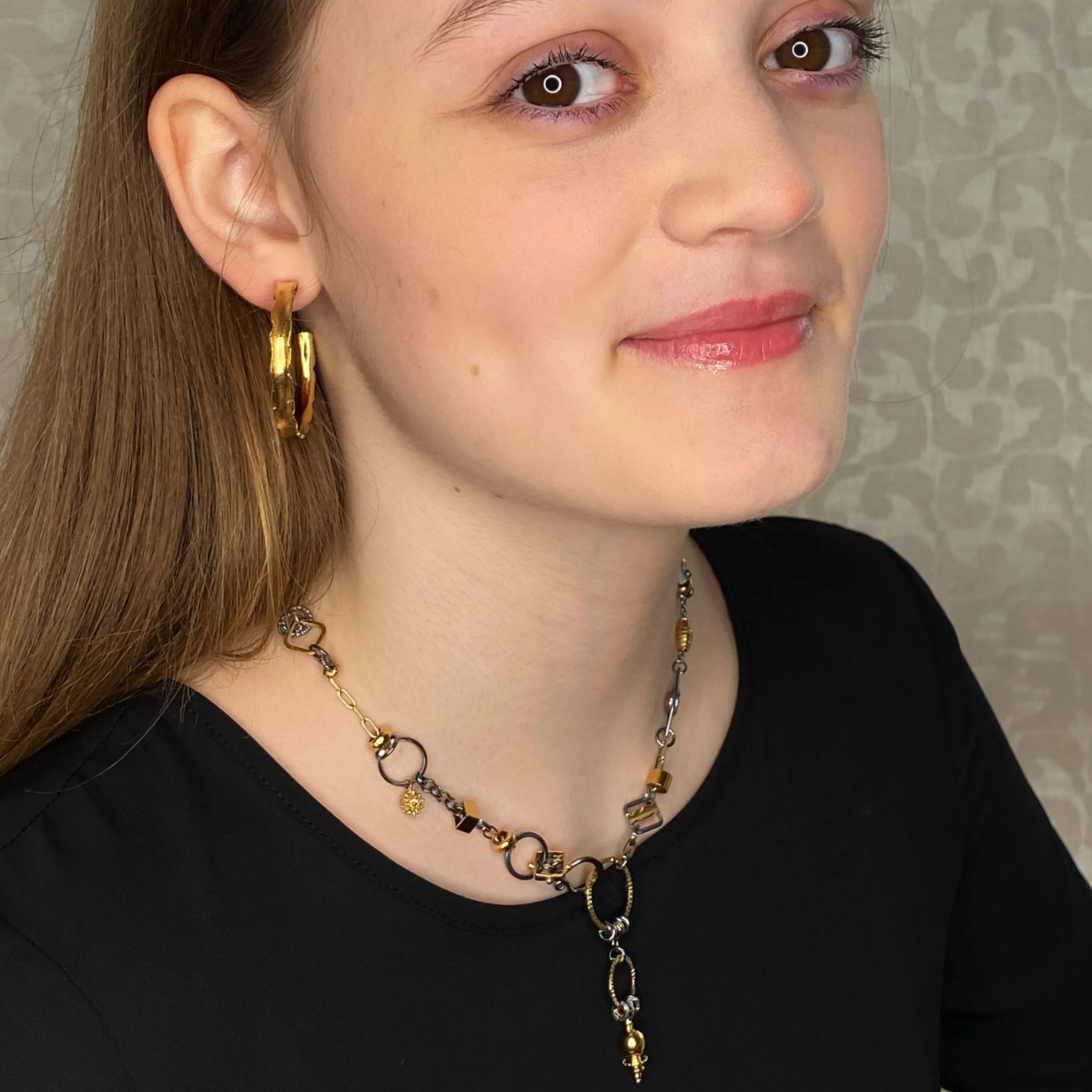 Unique Hoop Earrings, Gold - Multiple Sizes