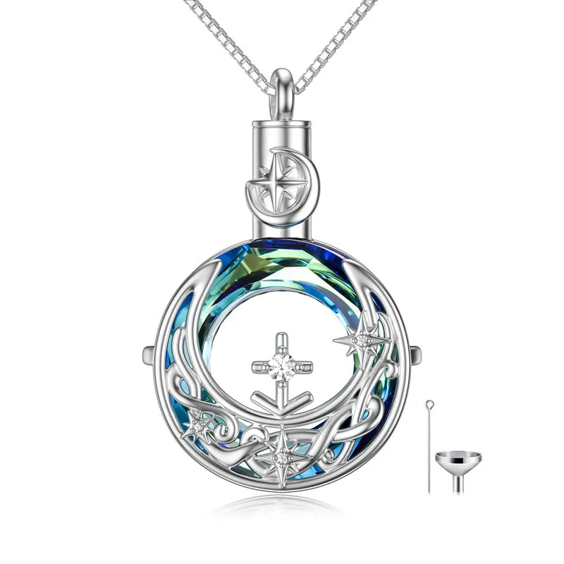 Urn Necklace for Ashes Sterling Silver Constellation Pendant Necklace with Crystal w/Funnel Filler Cremation Jewelry for Women