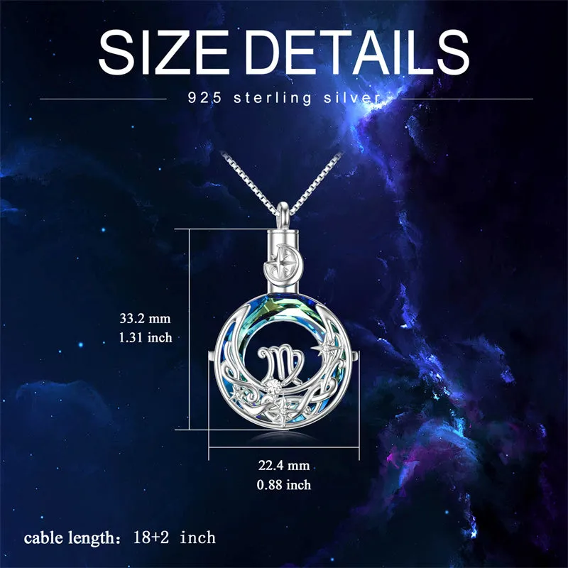 Urn Necklace for Ashes Sterling Silver Constellation Pendant Necklace with Crystal w/Funnel Filler Cremation Jewelry for Women