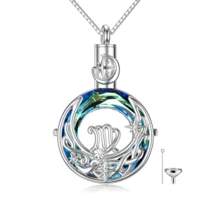 Urn Necklace for Ashes Sterling Silver Constellation Pendant Necklace with Crystal w/Funnel Filler Cremation Jewelry for Women