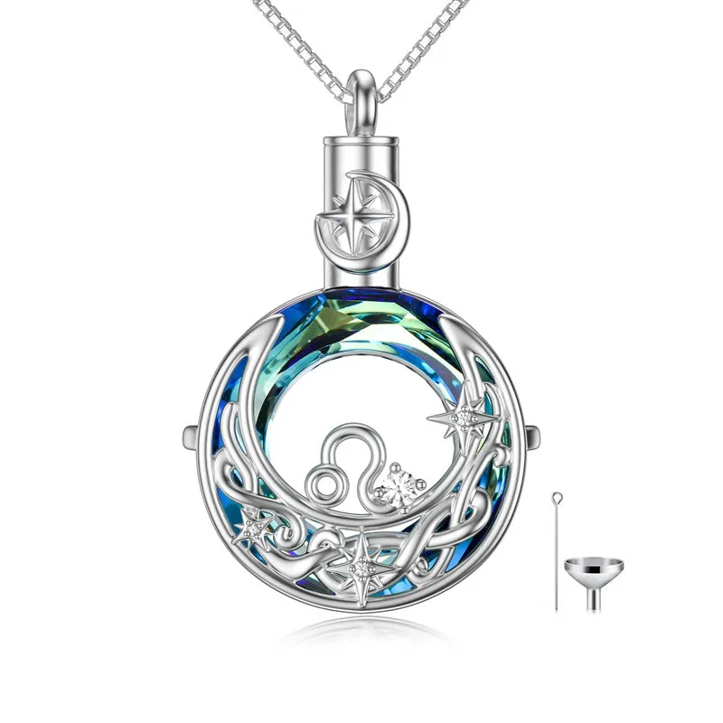 Urn Necklace for Ashes Sterling Silver Constellation Pendant Necklace with Crystal w/Funnel Filler Cremation Jewelry for Women