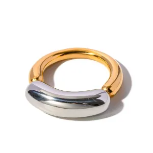 VAIGE Creative Waterproof Stainless Steel Thick Line Smile Ring - Fashion Party Jewelry and Birthday Gift