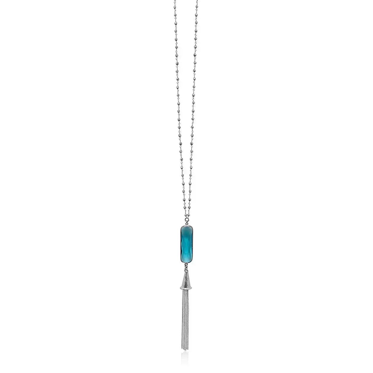 Vivid Capri Blue Tassel Necklace | Ocean Jewelry