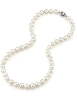 White Japanese Akoya Pearl Necklace, 8.0-8.5mm - AAA Quality