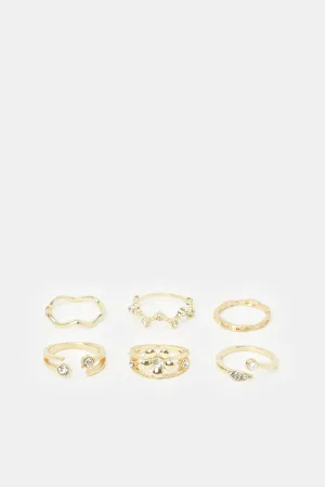 Women Gold Embellished Ring Set (6 Piece)