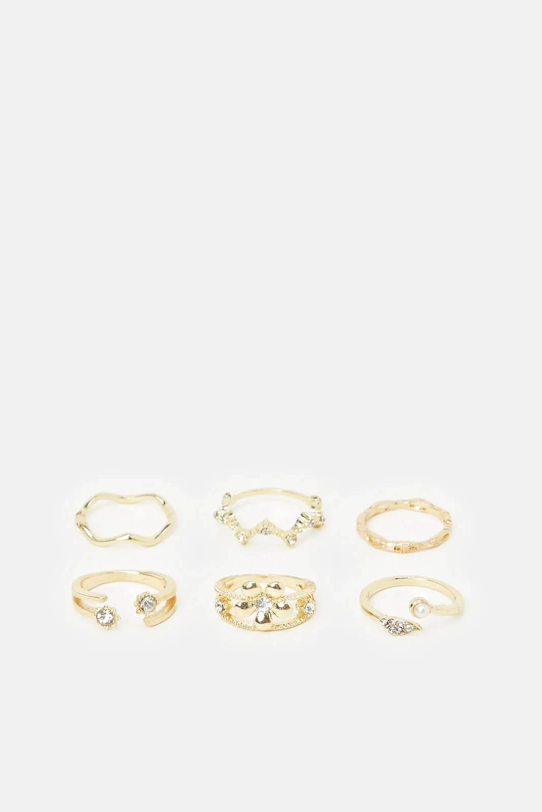 Women Gold Embellished Ring Set (6 Piece)