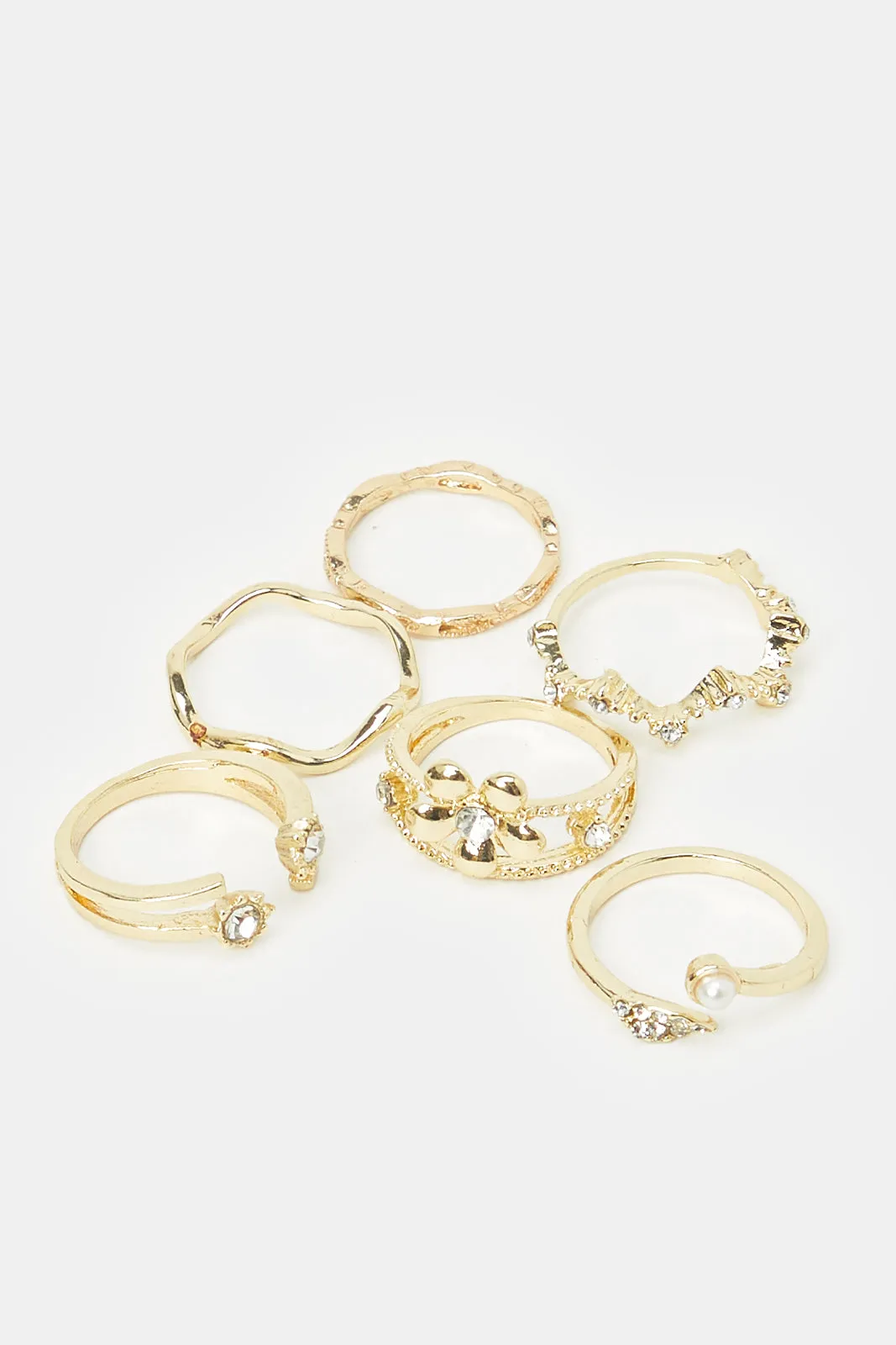 Women Gold Embellished Ring Set (6 Piece)