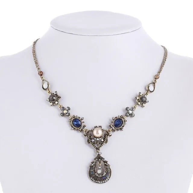 Women's 8 Colors Multicolor Big Pendant Clavicle Delicate Banquet Jewelry Chain Necklace