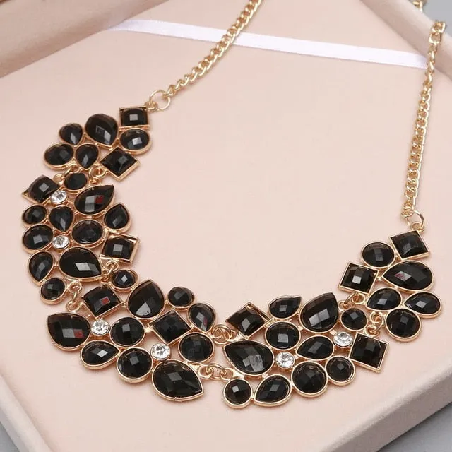 Women's 8 Colors Multicolor Big Pendant Clavicle Delicate Banquet Jewelry Chain Necklace