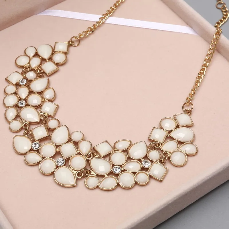 Women's 8 Colors Multicolor Big Pendant Clavicle Delicate Banquet Jewelry Chain Necklace